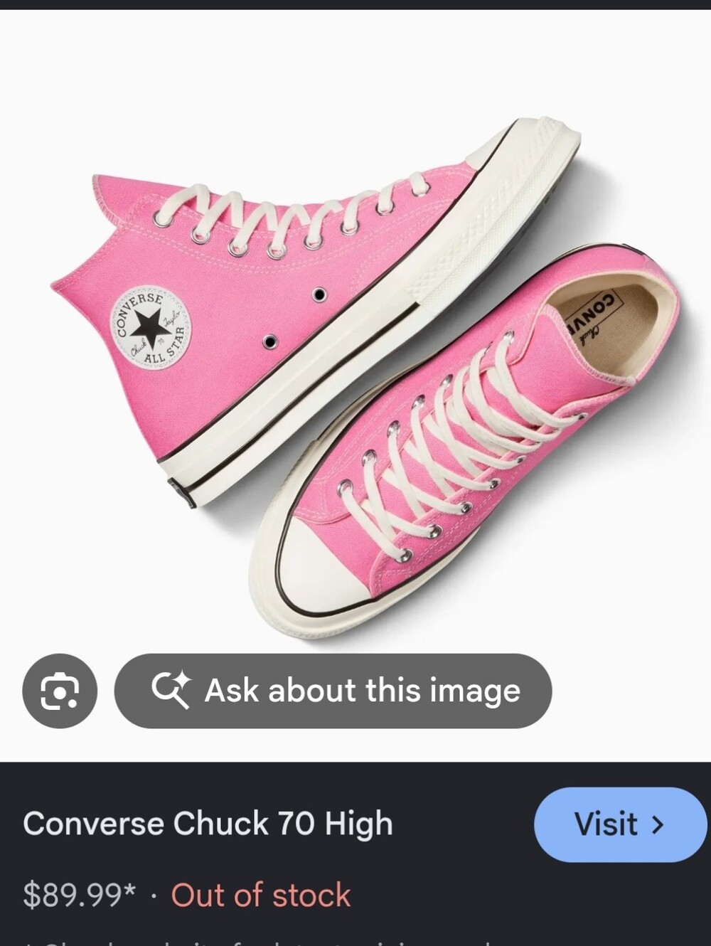 Converse Chuck 70 Taylor vintage style High Top Sneakers - Pink - Picture 11 of 13